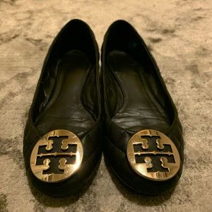 Tory Burch Benton Black/Gold Quilted Ballet Flats
